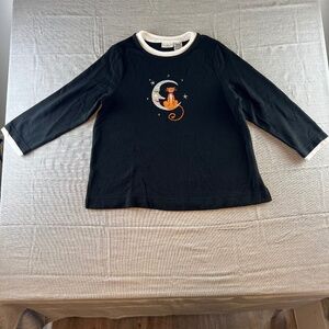 Vintage Halloween Applique & Embroidery Top Sz 1X Moon/Stars/Cat Festive